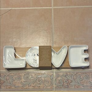 White Ceramic LOVE Appetizer Plates